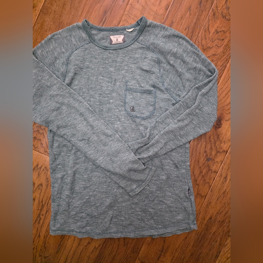 Volcom Green Textured Long Sleeve sz Med